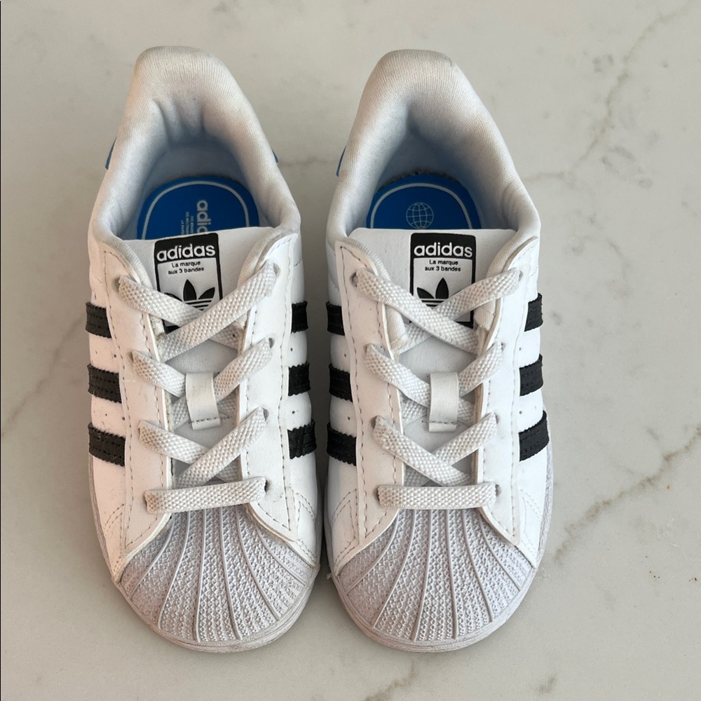 Adidas Toddler Boy White and Black superstar shoe